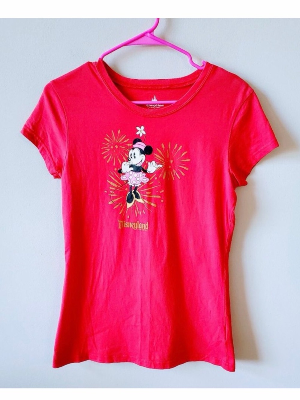 Disney Parks Minnie Mouse Disneyland Resort Womens Short Sleeve Tee Pink Medium